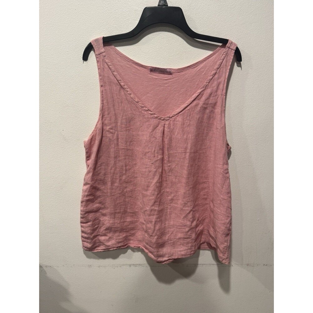 Cut Loose Powder Pink Linen Cotton Blend V Neck Tank Top Women's Size M - Picture 4 of 8